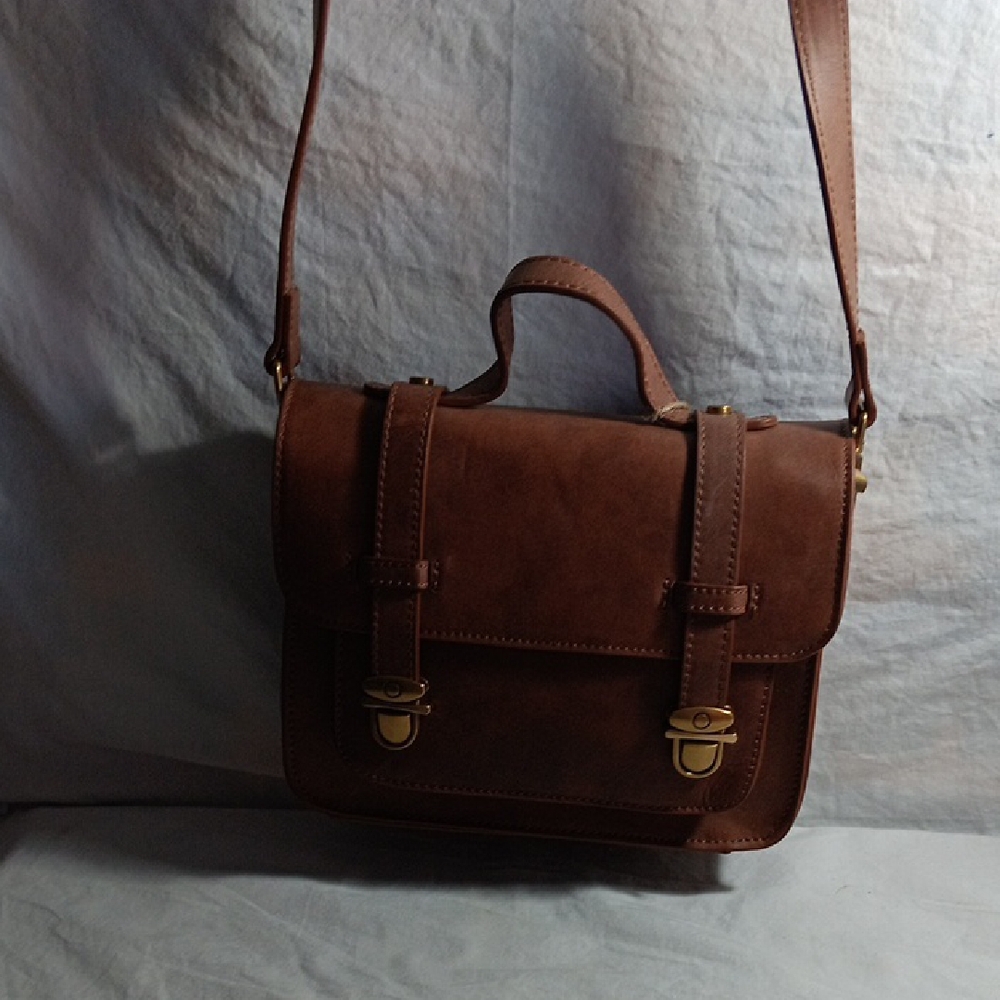 Brandy Melville Tan Leather Messenger Bag